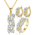 Factory Price 18k Gold Silver Plated Heart Cubic Zirconia Cz Jewelry Sets