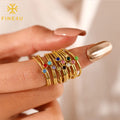 Wholesale Personalized Stackable Simple Fashion Women Jewelry Stainless Steel Gold 12 Birthstone Ring