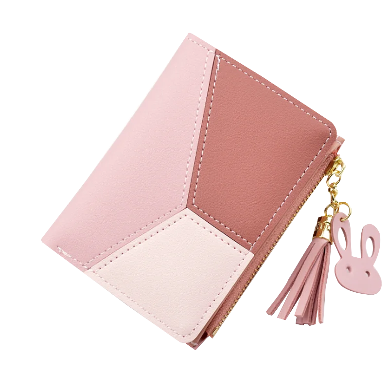 New Women Pu Leather Tassel Design Cute Girls Short Zipper Wallet Popular Ladies Hand Coin Purse Wallet