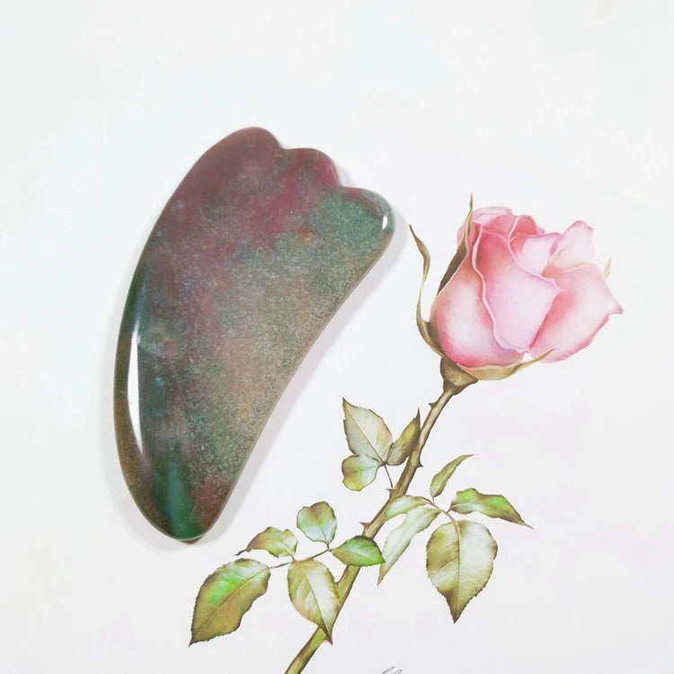 DIY Moss Agate Gua Sha Comb Gua Sha Crystal Heart Body Gua Sha Stone with Box
