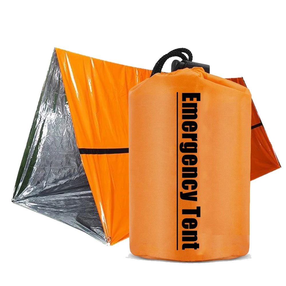 Custom Logo 2-Person Mylar Emergency Tube Tent Thermal Survival Shelter in Nylon Sack for Outdoor Emergency Survival Kit