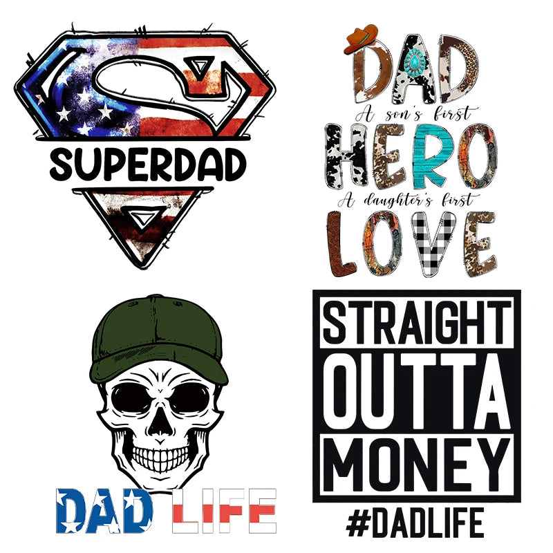 Uv Dtf Transferencia Custom Fathers Day Heat Transfer Stickers Heat Press Designs Screenprint Transfers Printed for Garment