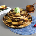 Vintage Ash Wood and Black Walnut Solid Wood Fruit Plate Dinnerware Sets