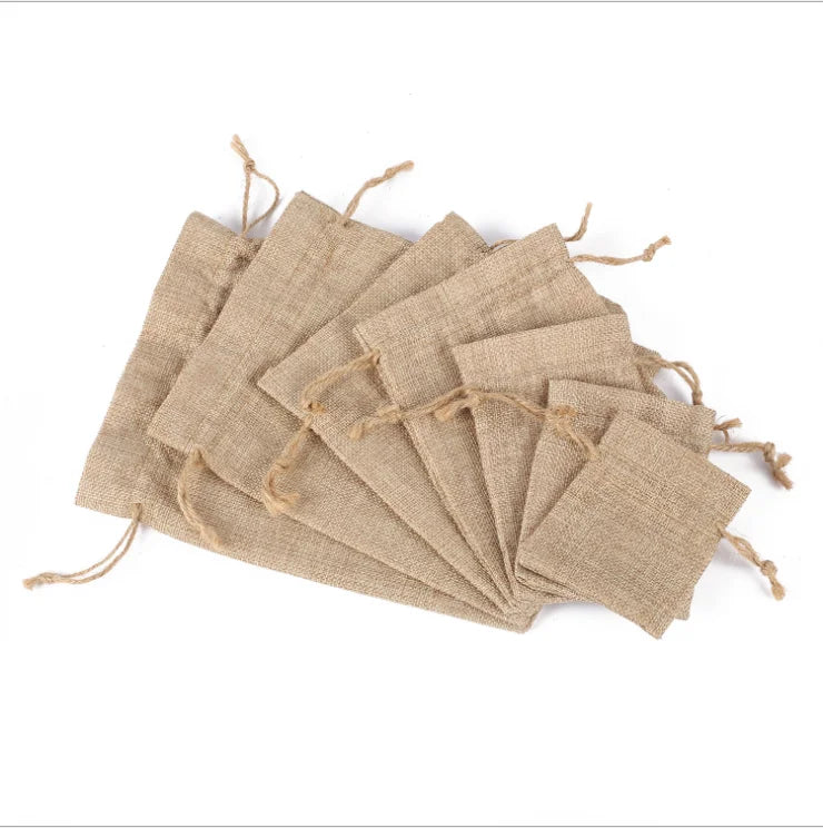 Wholesale Small Jute Drawstring Jewelry Travel Pouch Custom Design Wine Gift Storage Package Bags with Logo 10x18cm