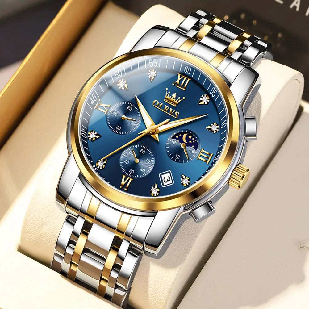 OLEVS 2858 Men Water Watch Fashion Business Stainless Steel Band Quartz Watch for Men Logo Custom Hand Clock in ShenZhen Factory MegaBDM