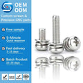 GB9074.4 Stainless Steel SS304 SS316 Pan Head Phillips SEMS Screw with Plain and Spring Washers Combination Assembly Screws