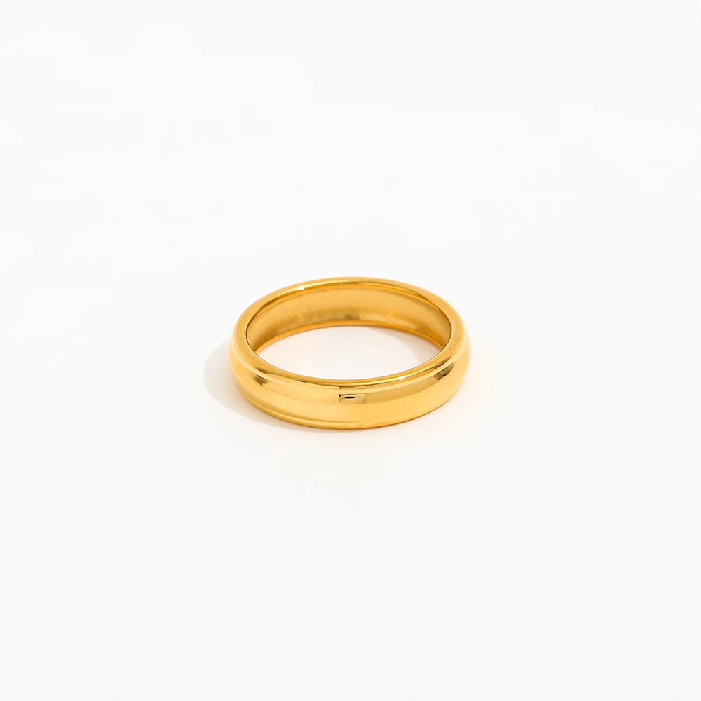 Joolim Jewelry Wholesale 18K Gold Plated 3 Layered Camber Stainless Steel Ring for Women Rings