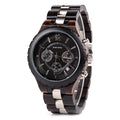 New Arrival Luxury Eco-Friendly Men's Stainless Steel Wooden Band Seiko Quartz Analog Sport Chronograph Watch 44.5mm Dial OEM