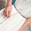 Manufacturers Spring Summer Dress Accessories Metal Pearl Chain Belt  Multi-color Thin Chain Pearl Lady Belt