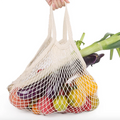 Reusable 100% Cotton Mesh Grocery Bags with Letter Pattern String Organizer Shopping Bag for Produce