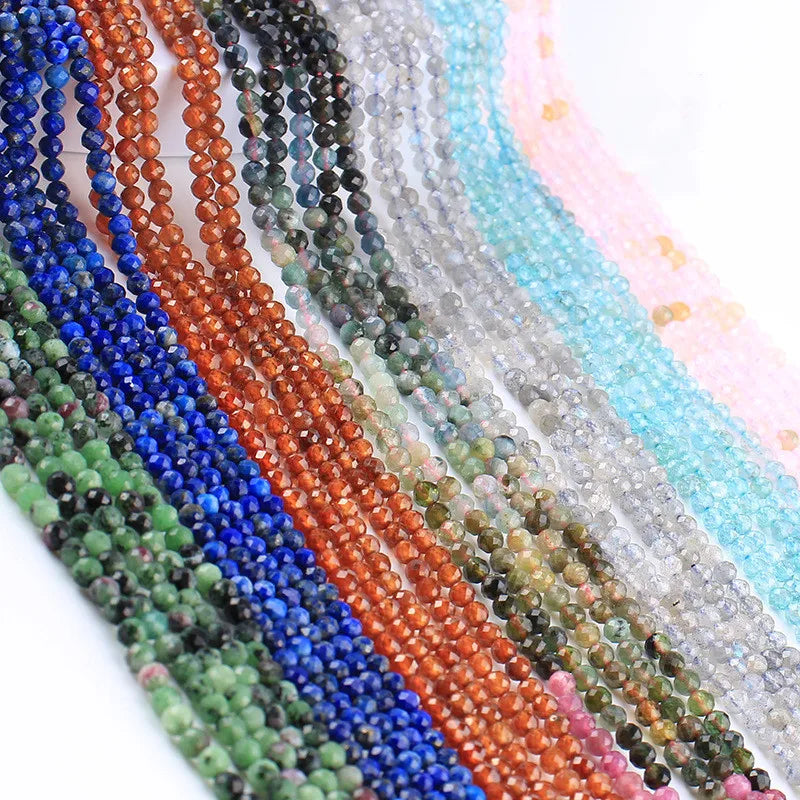 JC Crystal 54 Designs Agate Amethyst Turquoise Quarze Tourmaline 2mm 3mm 4mm Bulk Faceted Natural Stone Beads Jewelry Making