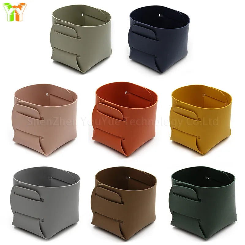 2021 Ready Stock PU Leather Office Decoration Fashion Pen Holder Desktop Storage Box