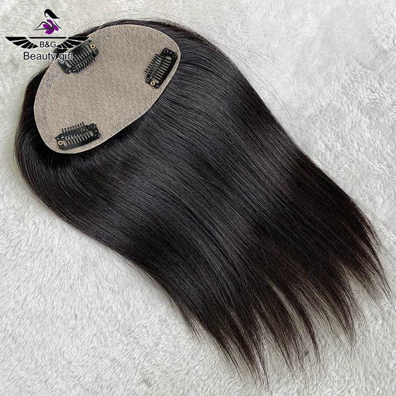 Fringe Bangs Human Hair Topper for Women Middle Part Clip in Toupee With 3D Air Bang Hair 10inch Straight Hair Bangs