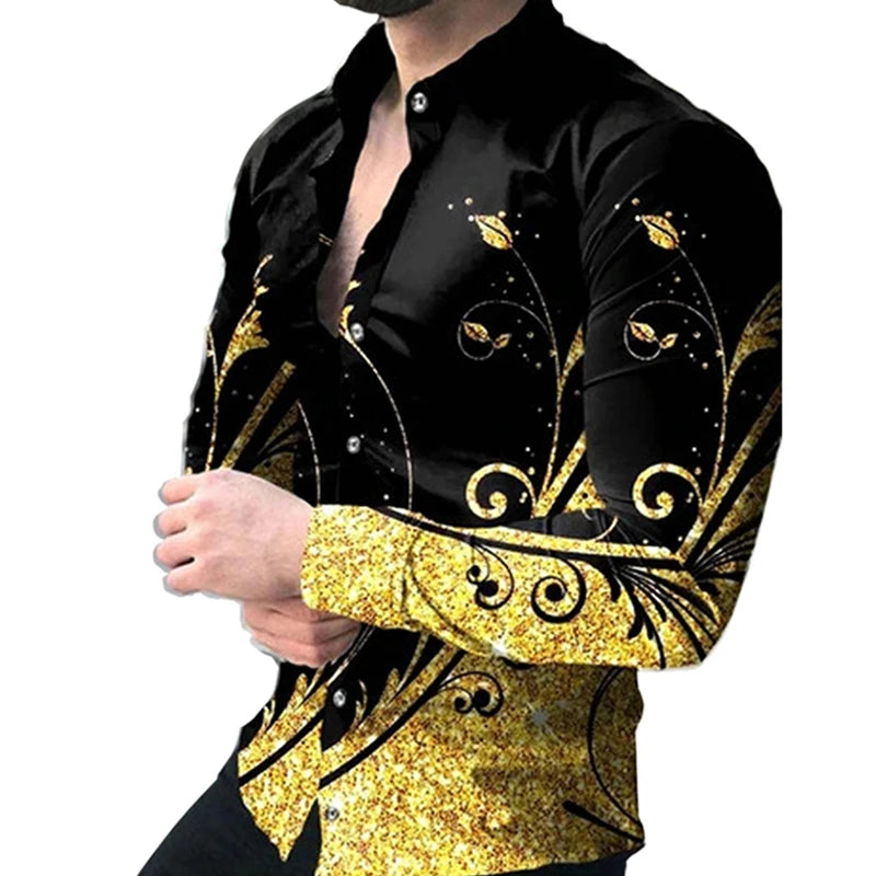 Custom Wholesale Single Breasted Hawaii Long Sleeve 3 D Printed Plus Size Breathable Top Man