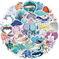 50pcs/bag Marine Animal Sticker Pack Custom Waterproof Vinyl Cartoon Sea Creatures Decorative Stickers Scrapbook for Laptop Kids