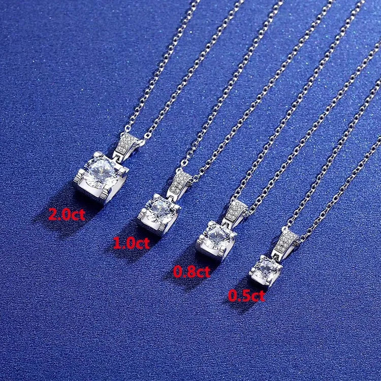 Moissanite Wedding Necklaces 1ct 2 Carat DEF 925 Sterling Silver Jewelry Diamond Moissanite Necklace