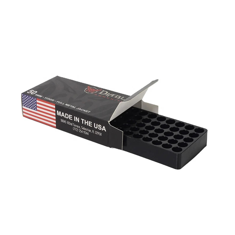 Customize Logo Cardboard Ammo Box Packaging with UV Coating Matt Lamination & Coated Paper