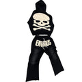MSE003 High Streetwear Men Custom Distressed Embroidery Sweatsuit Sun Faded Applique Two Piece Set Zip up Hoodie Sweatpants