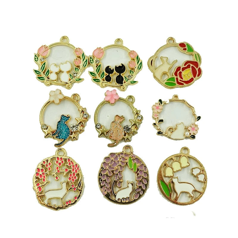 Alloy Oil Drop Pendant Enamel Pendants Jewelry Earring Dangle Charm Enamel Animal Charms Enamel Flower Charm