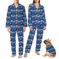 Europe America Long Sleeve Pyjamas Women Sleepwear Two Piece Turn-down Collar Pyjama Homewear Set Custom 3D Print Satin Silk PJS