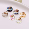 DIY Glass & Copper Beads Circle Crystal Connectors Charms 6 Colors for Bracelet Necklace Anklet