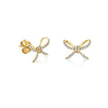 LOZRUNVE Sterling Silver 925 Sweet Classic Diamond Bow Stud Earring Women Gold Plated