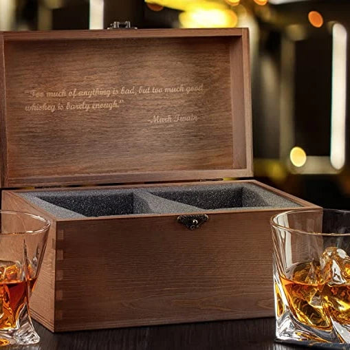 Junji  Whiskey Glass Gift Boxed Set Wooden Box Gift for Father