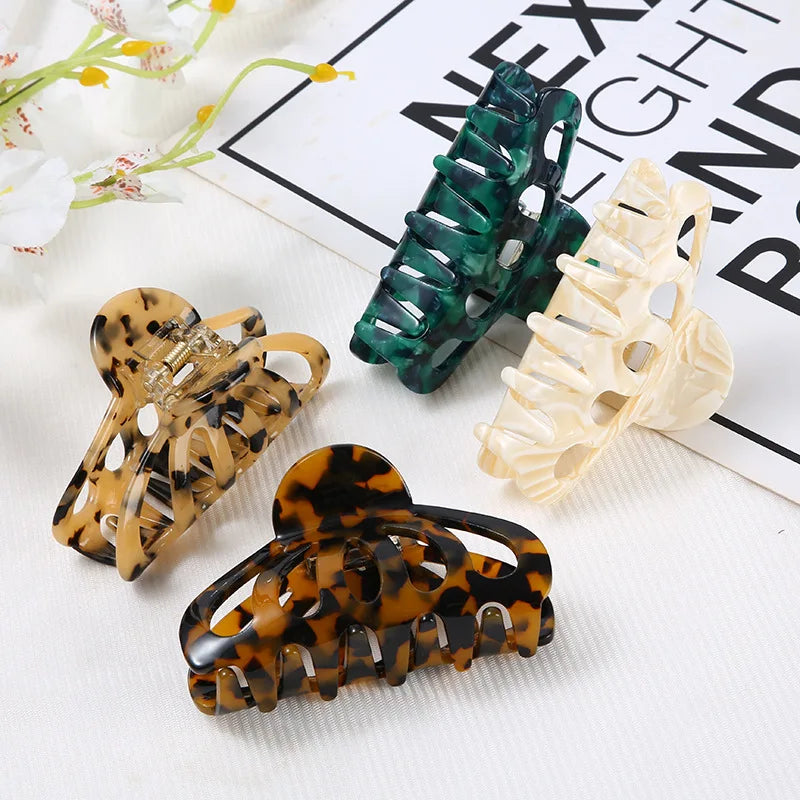 Factory Custom Large Marble Tortoiseshell Cellulose Acrylic Big Pumpkin Hair Claw Clips for Women
