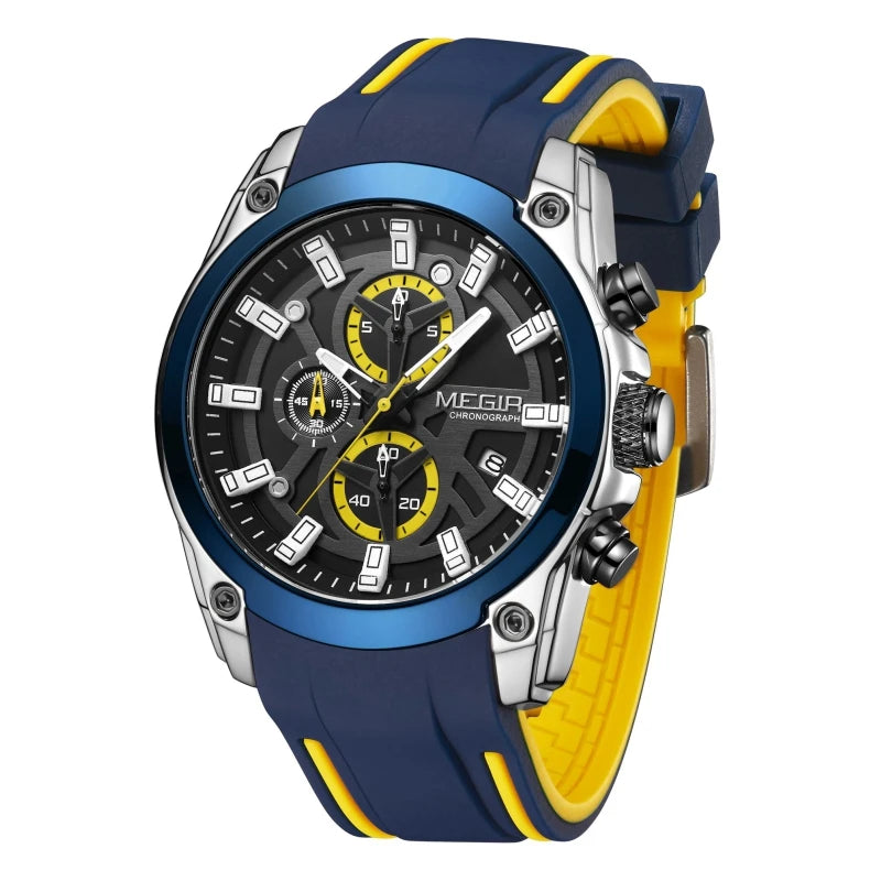 MEGIR 2144 Men Wristwatch Silicone Band Sport Relojes Para Hombres Waterproof Megir s Chronograph Wrist Watch for MEN