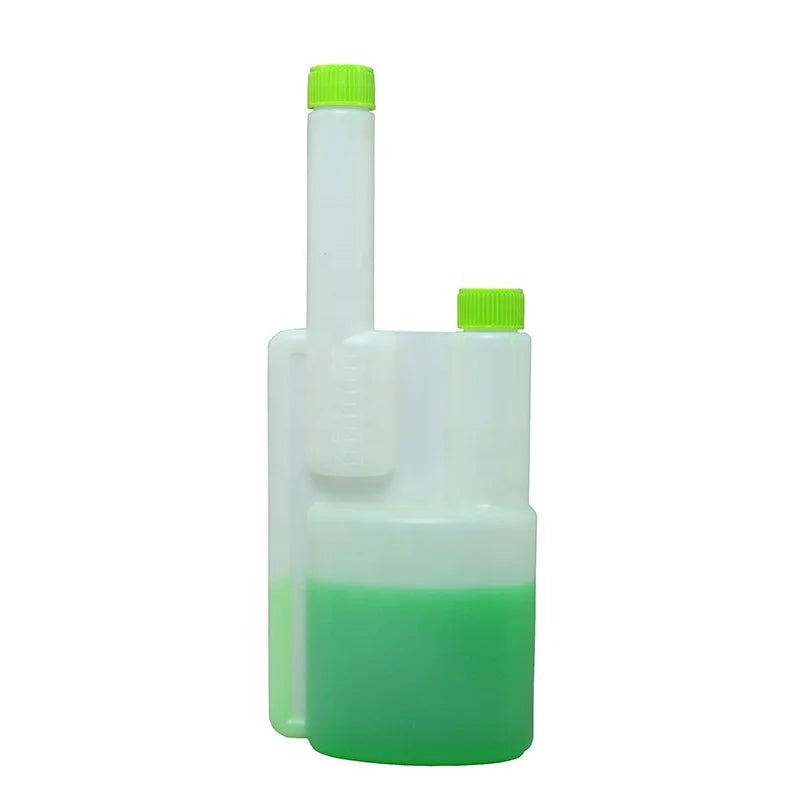 8 oz 250ml Empty HDPE Twin Neck Measuring Dosing Chemical Plastic Bottle Tamper Evident Screw Cap Screen Printing for Petrol Use