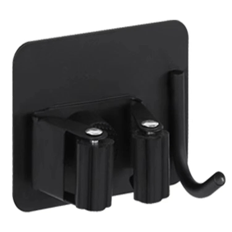 Multifunctional Nail Free Single Wall Mount 304 Stainless Steel Detachable Design Black Mop Holder for Home Storage Organization