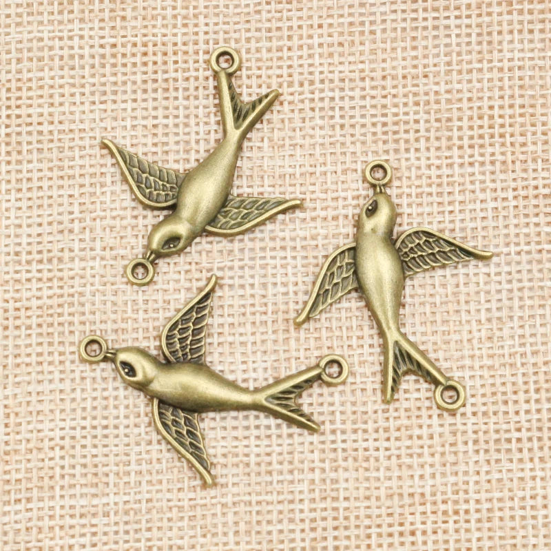 10pcs 37x30mm Antique Bronze Plated Bird Style Connector Handmade Charms Pendant:DIY Jewelry Findings  for Bracelet Necklace
