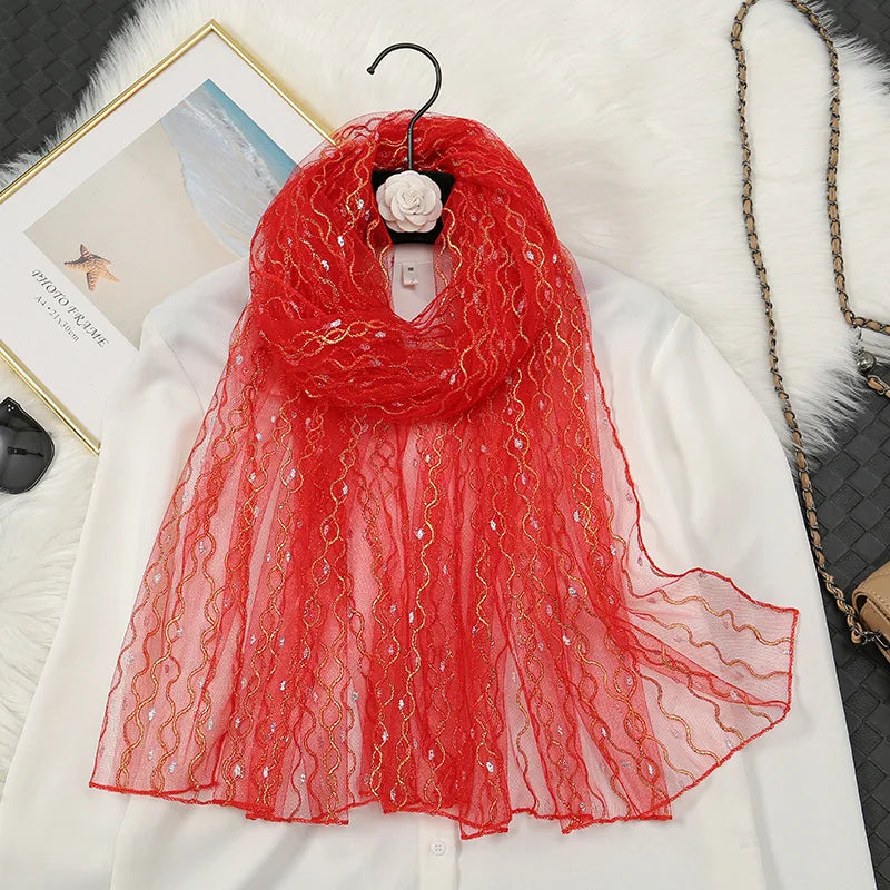 HZW-23016 Factory Wholesale Lightweight Summer Turban Solid Color Stripe Shawls Fashion Organza Hijab Scarf