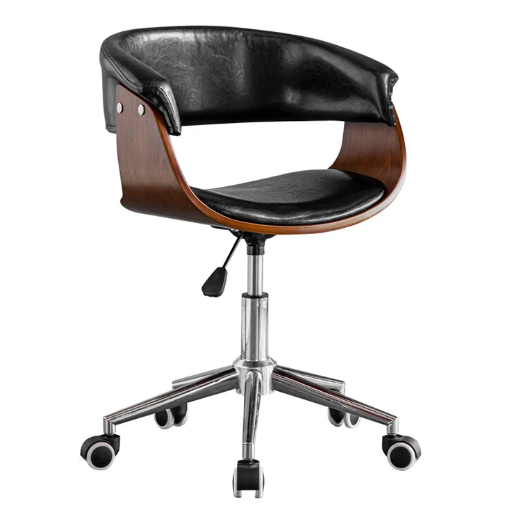 Modern Minimalist Computer Lift-off Swivel Chair with Wheeled Removable Backrest Office Chair Comfortable Leather Cushion