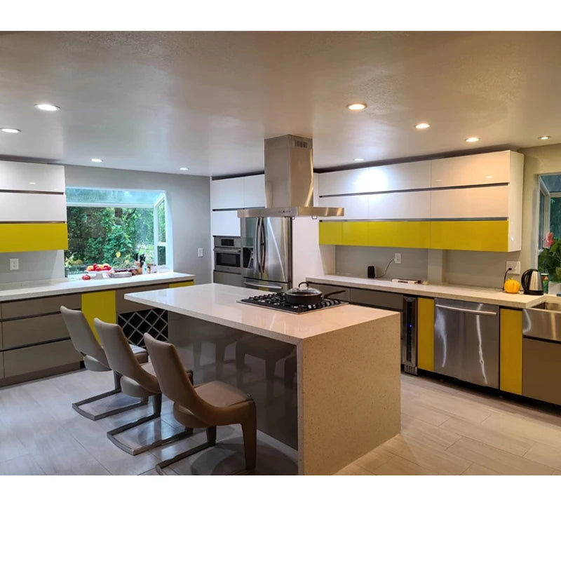 High End Modern Kitchen Cabinet Set Solid Wood Lacquer Kitchen Cabinet Designs