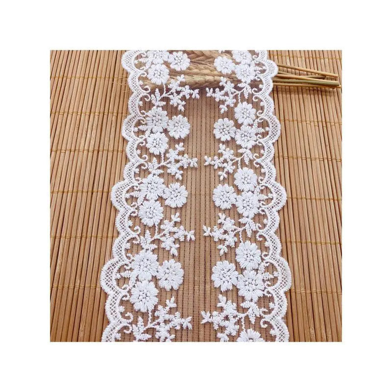 Top Quality Width 11.1cm White Embroidered Double Edge Lace Trimming for Bridal Dress DIY Pajamas/Lingerie/ LWS24