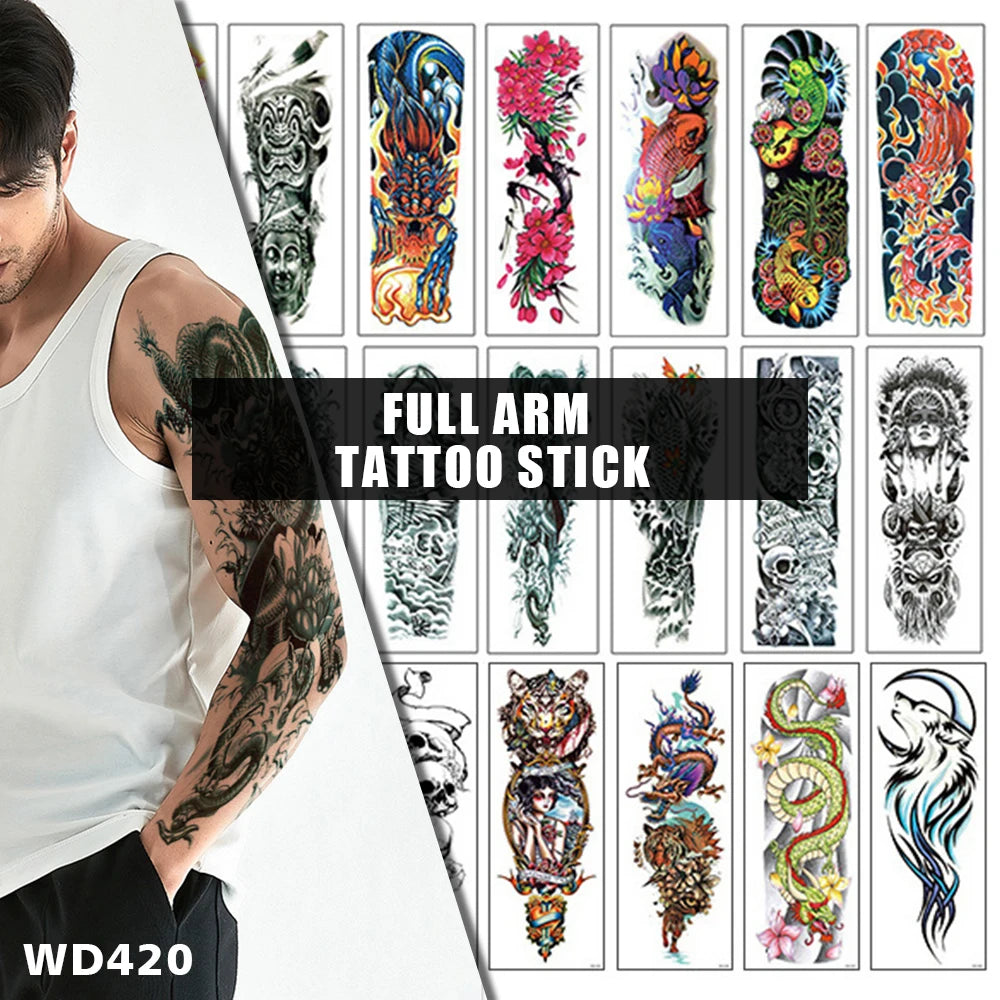 Wholesale Waterproof Temporary Sticker Tattoo Sleeves Full Arm Tattoo Colorful Arms Are Popular  Men and Women