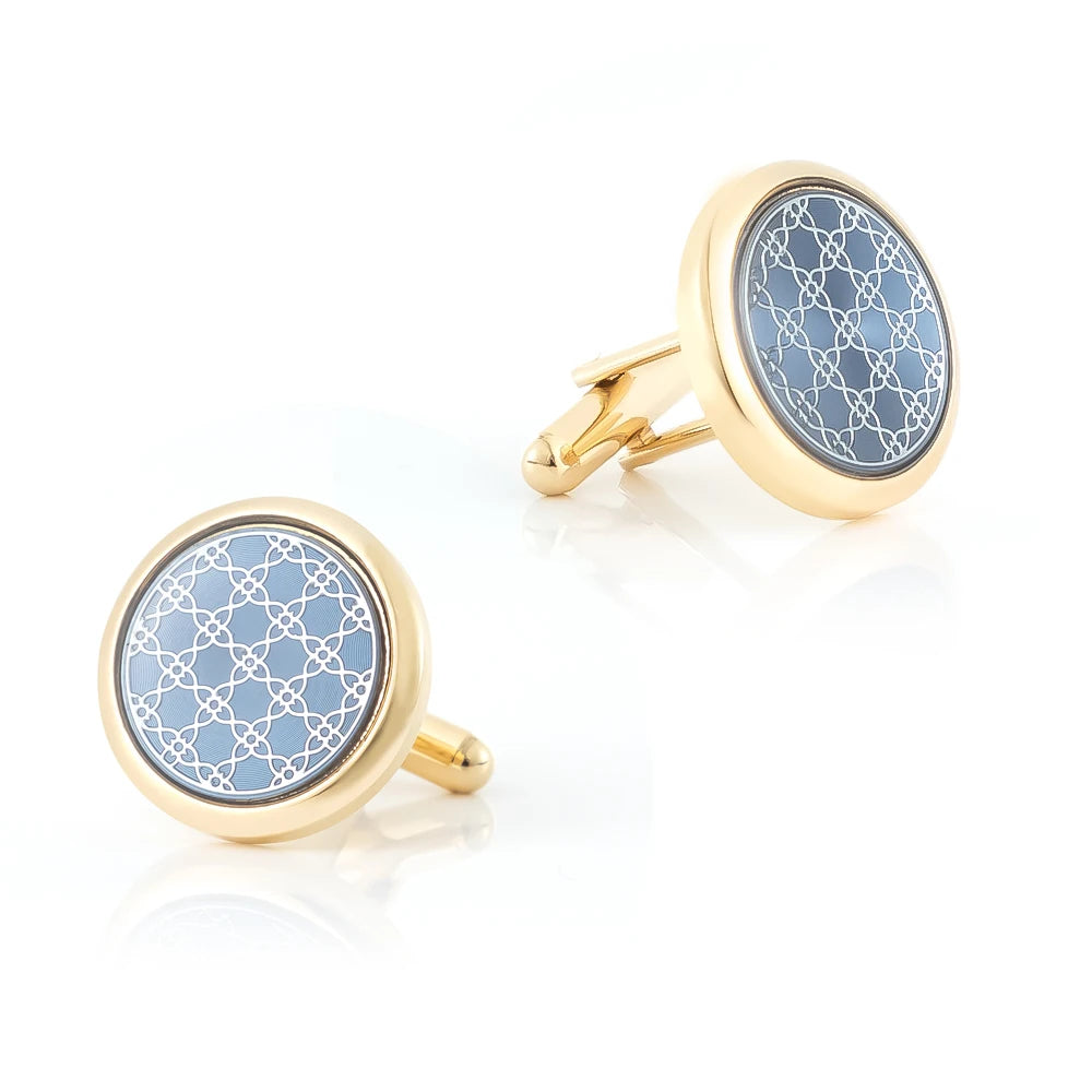 Ready to Ship Low Price Gold Plated Round Pattern Wedding Gift for Men Cufflink  Factory China Wholesale