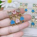 CZ8753 18k Gold Double Triple Zircon CZ Micro Pave Pink Girl & Blue Boy Kids Children Charms for Bracelet Earring Jewelry Making
