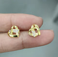 Fashion Jewelry 925 Sterling Silver Earrings Crossed Heart Diamond Gold Plated Stud Earrings Women Mother's Valentine's Day Gift