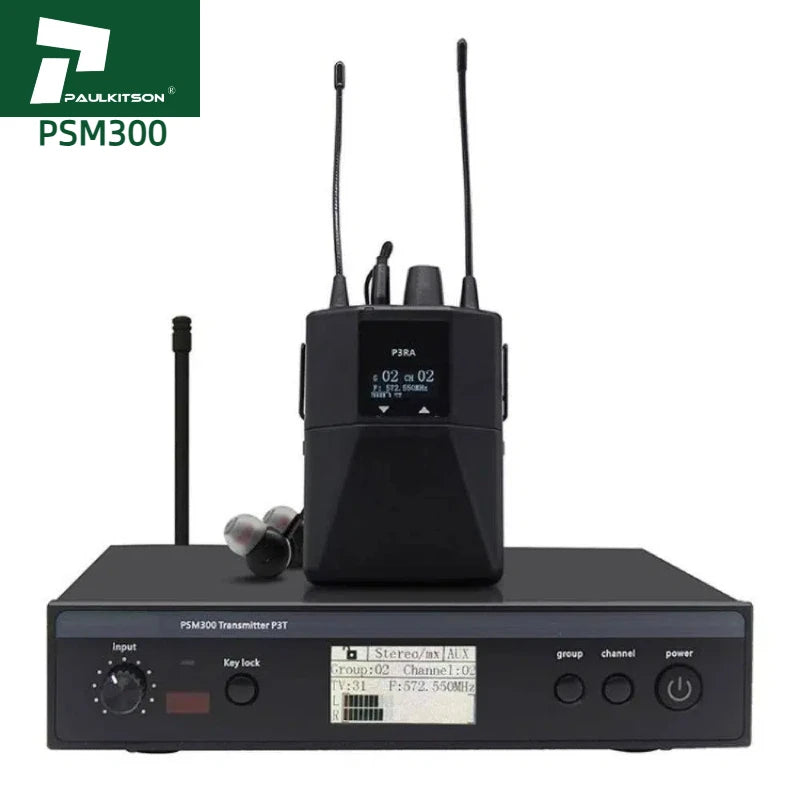 Paulkitson PSM300 Professional P3RA Personal Wireless Ear Monitor Bands UHF560-590MHz In-Ear Monitoring System BNC Connector