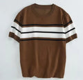 Summer New Men's British Style Pullover Striped Top Casual Fashion Short Sleeve Youth Knitted T-shirt