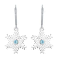 Romantic Women's 925 Sterling Silver Rhodium Gold Plated Snowflake Earrings Blue Cubic Zirconia Stone Fashion CZ Snowflake