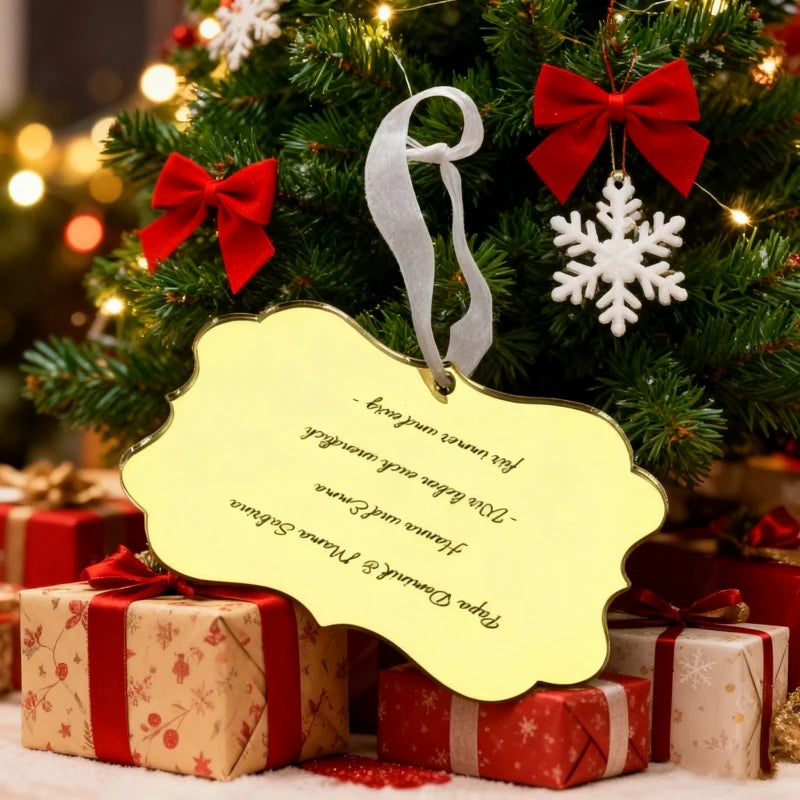 Latest Design Custom Shape New Home Christmas Tree Decorations Laser Engraving Blank Mirror Acrylic Ornaments Blanks