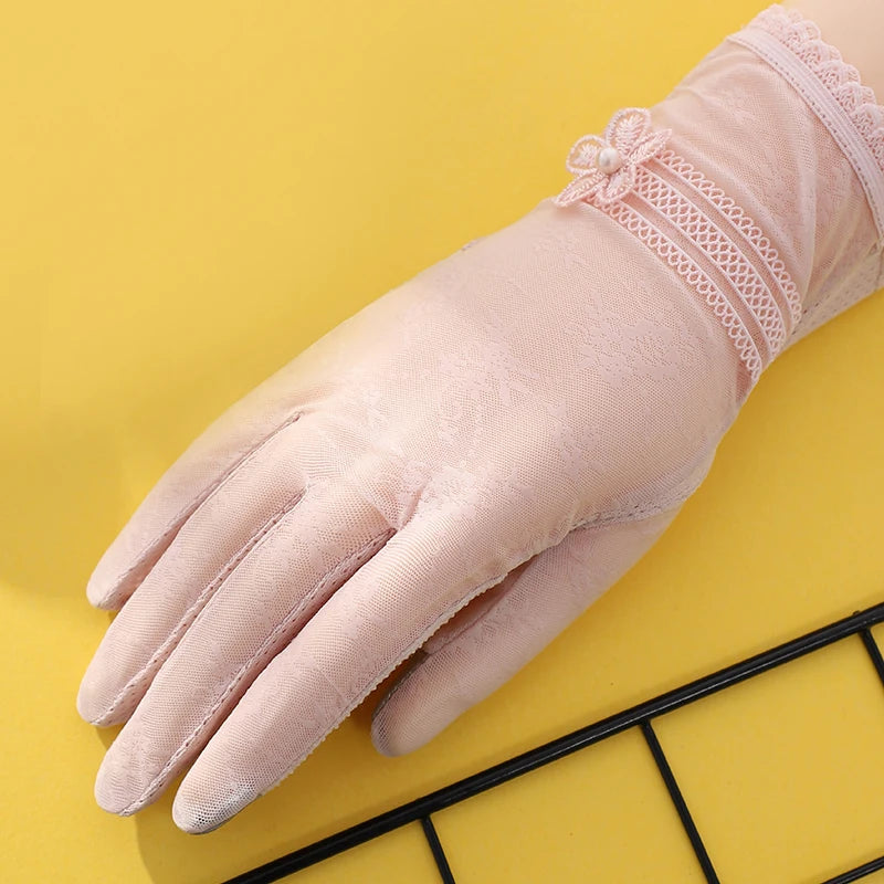 Cheap Summer Breathable Women's UV Protection Driving Touch Screen Thin Gloves