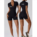 2025 Custom Designed Women's Seamless Short Sleeves Yoga Jumpsuit One Piece Running Gym Fitness Bodysuit Wholesale