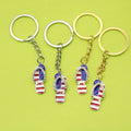Fashionable American Flag Keychain Star-Shaped Slippers Design Alloy Metal Material Celebrate American European Independence Day
