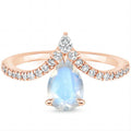 Hot Selling Rose Gold Rainbow Moonstone Art Deco Bridal Set Diamond and Amethyst