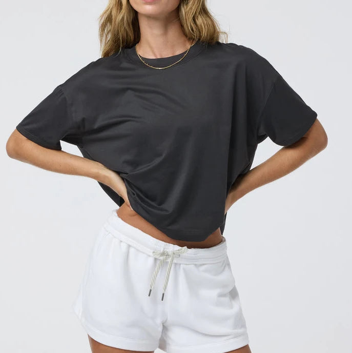 Women's Oversized T-shirt Women's T-shirt Oversized Crop Knit Fabric Relaxed Fit Easy Through Body Energy Tee