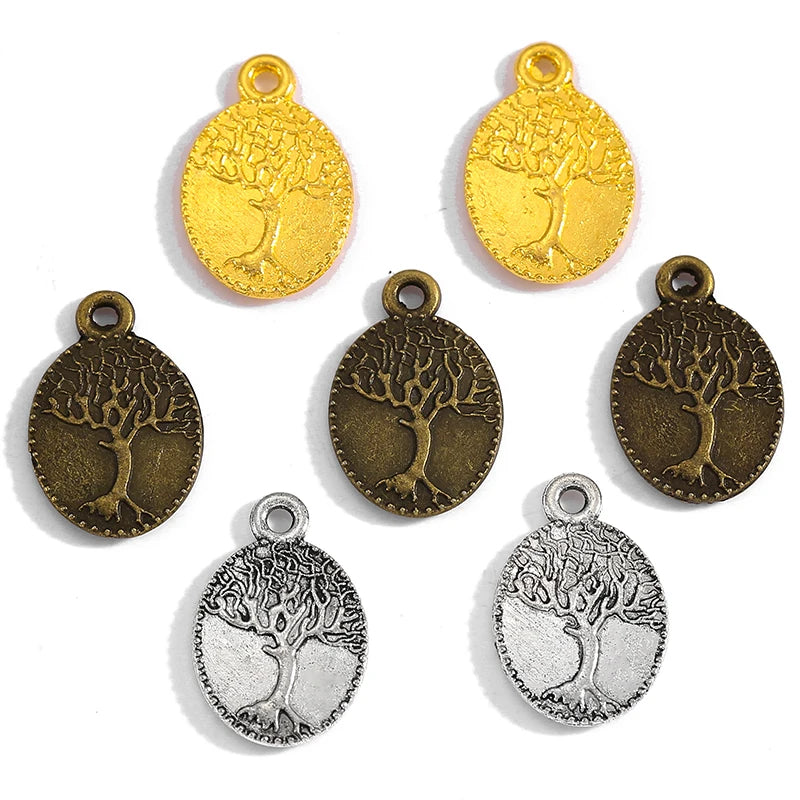 Life Tree Charms Pendant for Metal Alloy Jewelry DIY Marking 18*12mm Q269